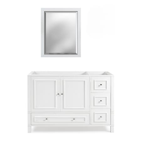 Alaterre Furniture Williamsburg 2pc Wooden Bathroom Vanity Set - 48-in. L Vanity, 30-in. L Rectangular Mirror, White AVAN4800WHB